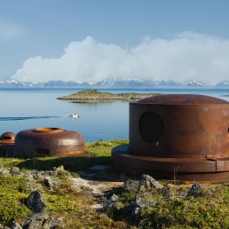 Three armoured cupolas at Dietl battery, Engeloya, Norway