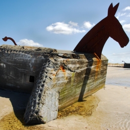 Mule bunkers on Blavand strand, Denmark