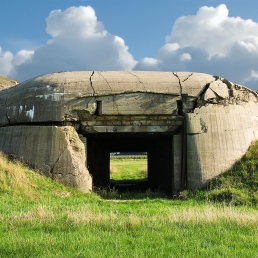 Damaged bunker at Leffinge field battery, Belgium