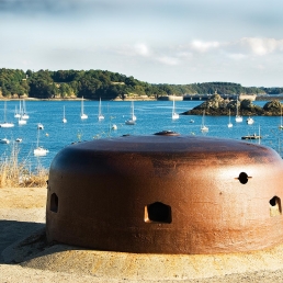 Armoured cupola at the Fort de la Cite d'Alet, St Malo, Brittany