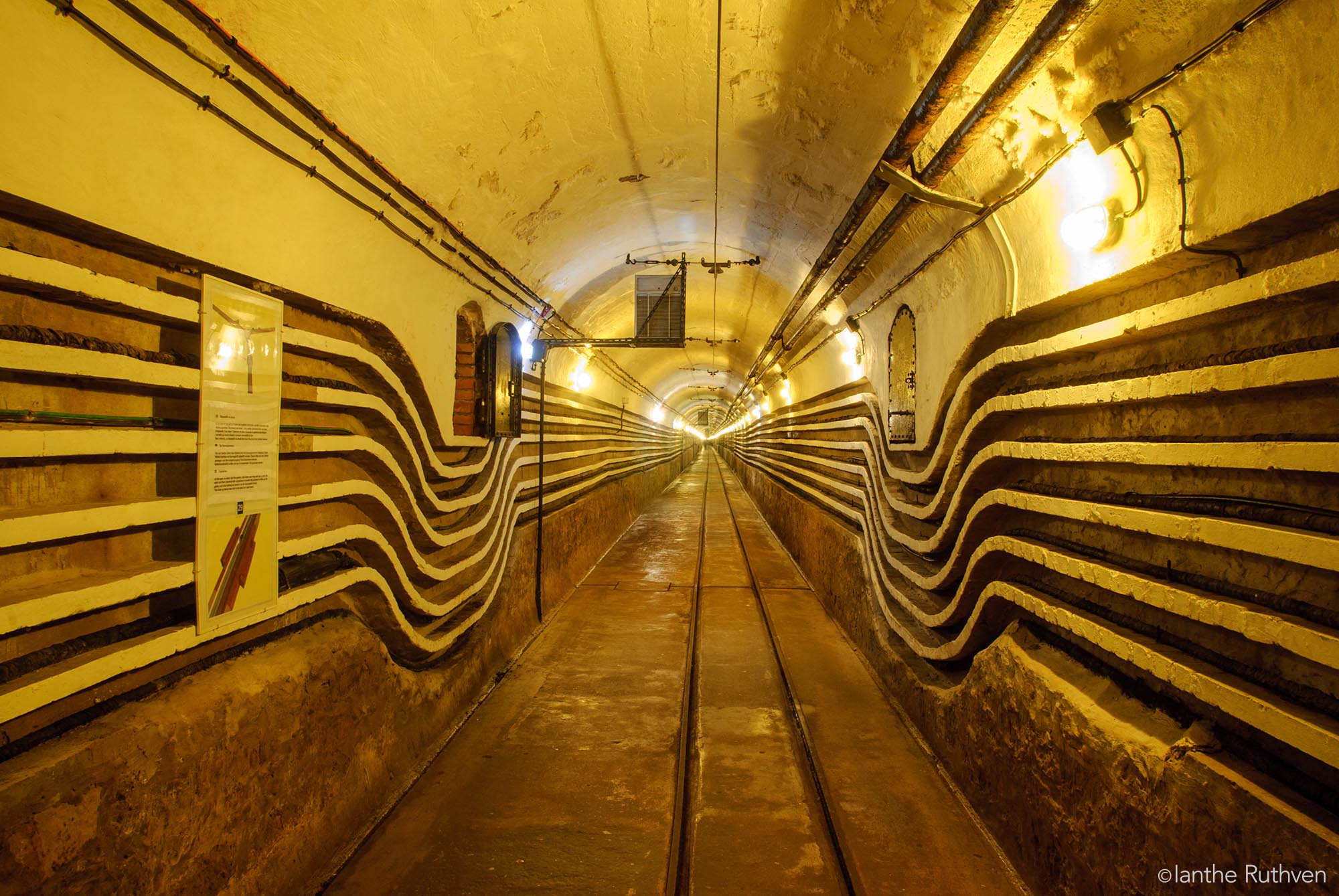 Underground railway in the Fort of Schoenenbourg, Alsace.