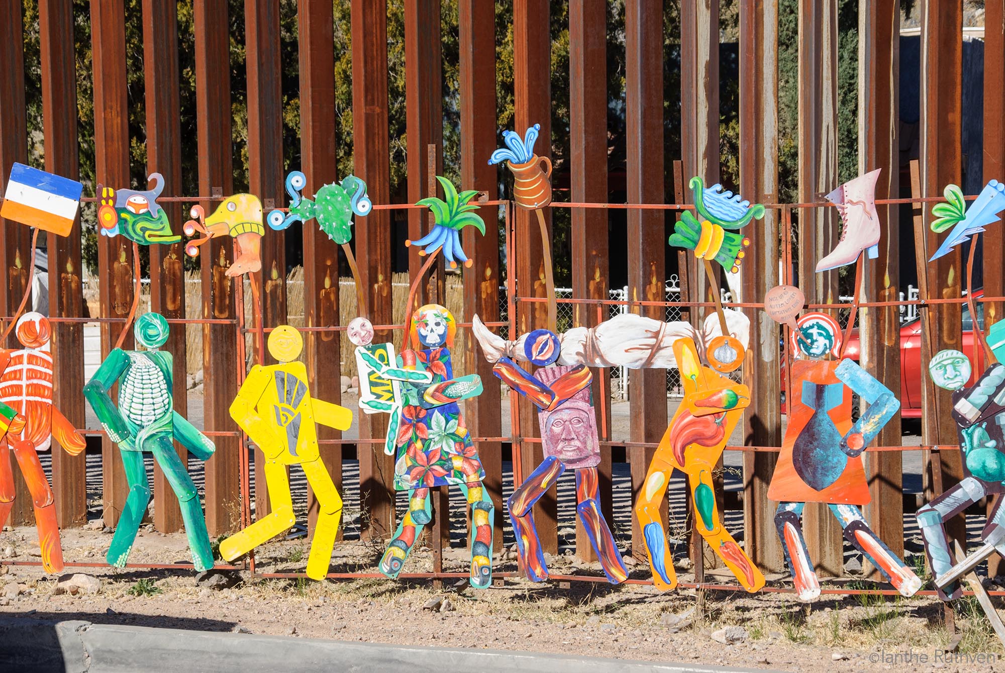 Street art on border wall in Mexicali