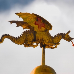 Gilded dragon made by Robert Bird in 1679 for the spire of Wren's St Mary-le-Bow, Cheapside, EC2.