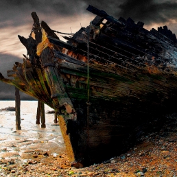 Ship-wrecked schooner at Cliffe, Kent